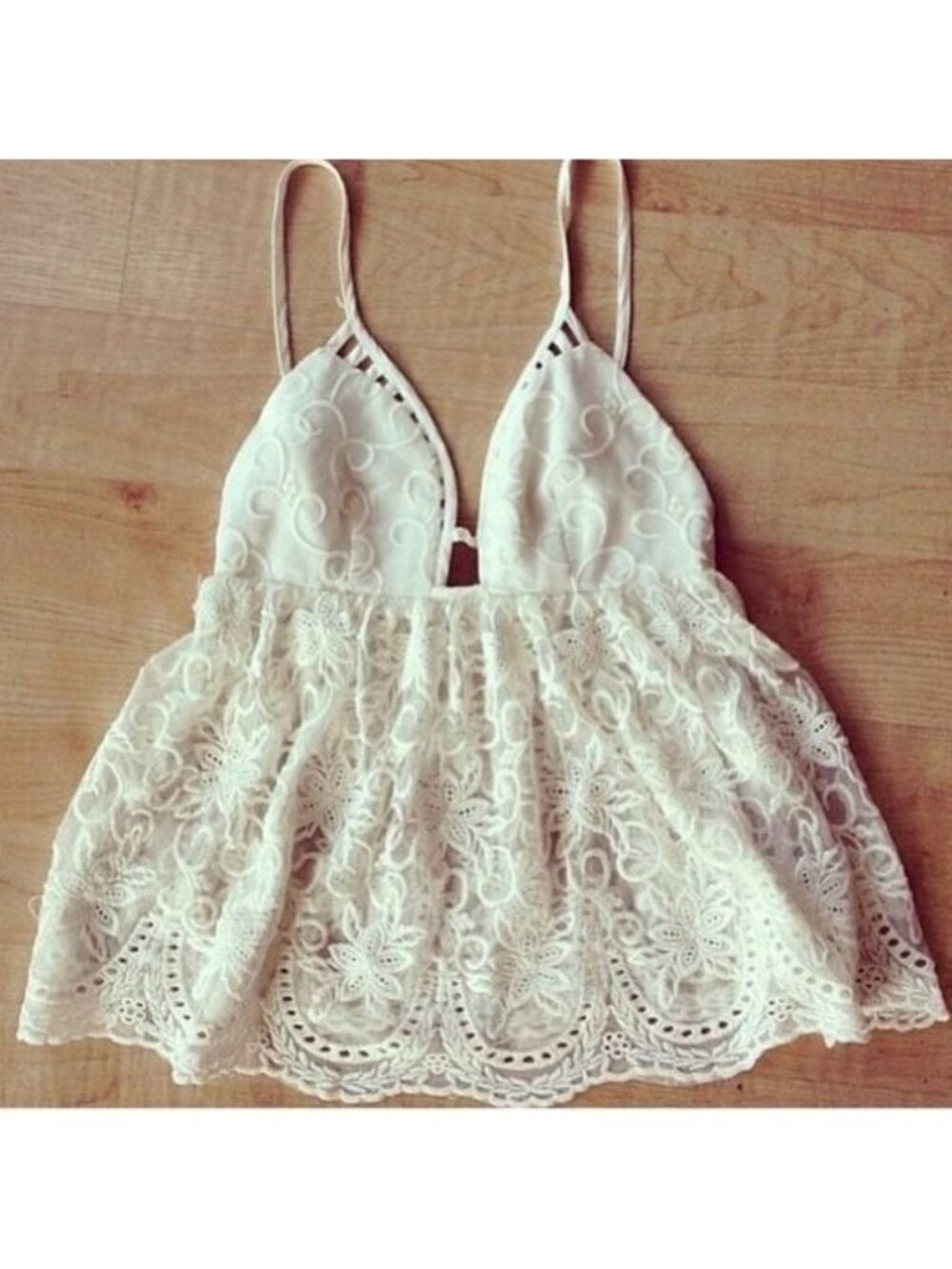 Rare VTG Millau LF White Floral Lace Babydoll Camisole Top | Coquette Balletcore